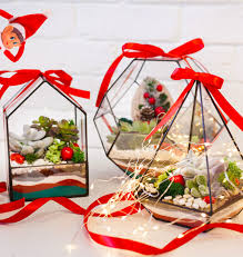 Terrarium decorated for Christmas