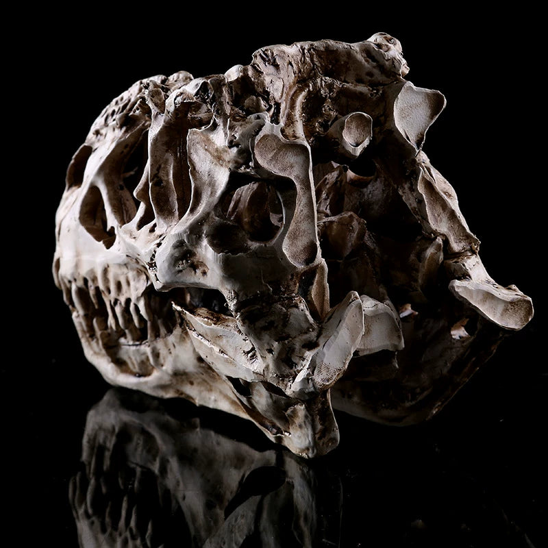 Resin dinosaur skull ornament detail