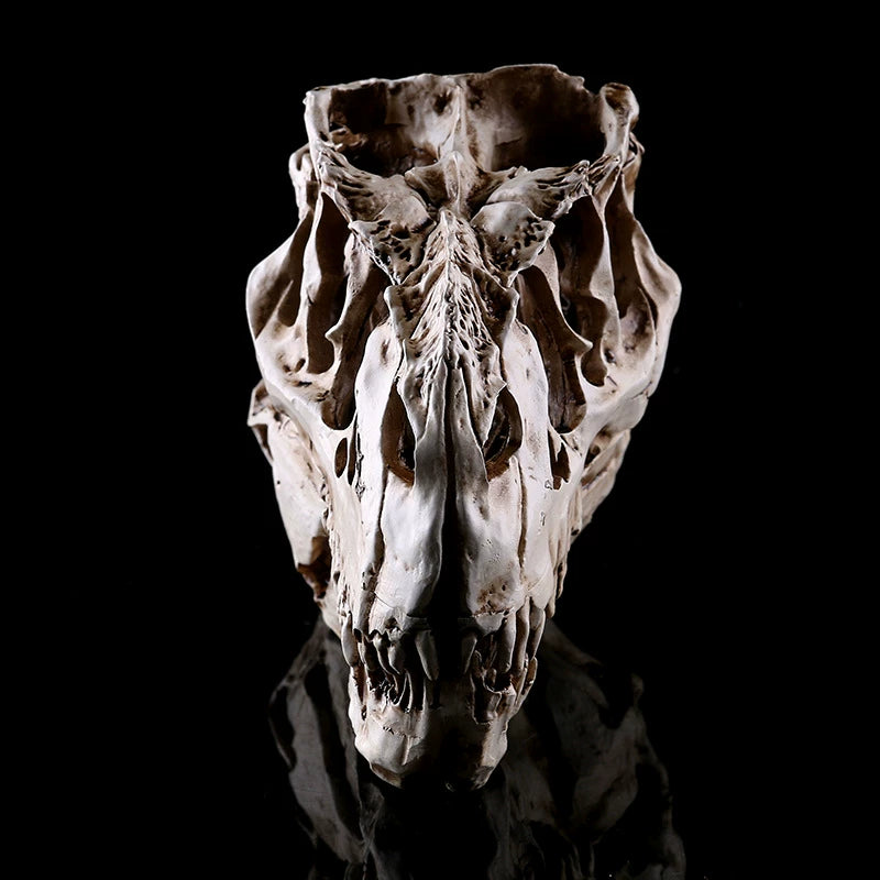 Resin dinosaur skull ornament detail
